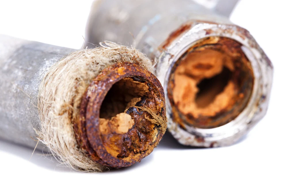 Calcified pipe example showing why homes need Harbor Boulevard water treatment